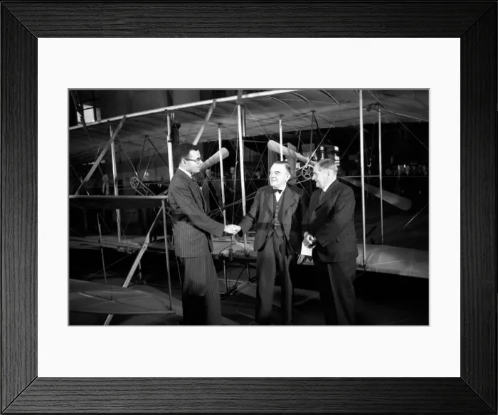 Framed Print : Wright Brothers Kitty Hawk aeroplane, going back to U. S
