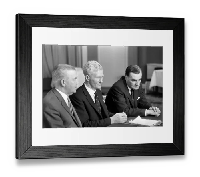 Framed Print : Northern Ireland August 1969. Lord Hunts Tribunal. (Left to Right