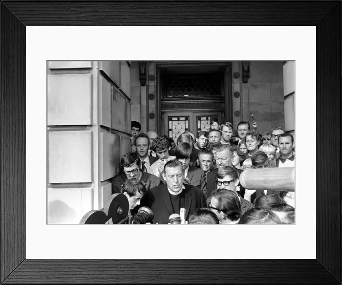 Framed Print : Northern Ireland August 1969. Reverend Ian Paisley seen here at Stormont