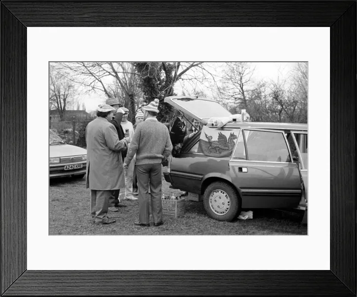 Framed Print : International Rugby Union. England v. Wales. Supporters gather in the West Framed Print : International Rugby Union. England v. Wales. Supporters gather in the West