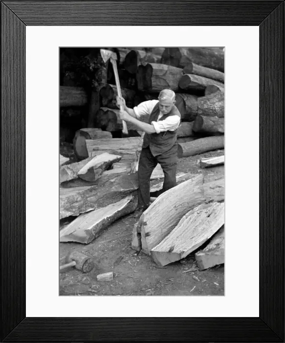 Framed Print : Workmen in a Surrey Timber Yard. October 1937 OL300S Framed Print : Workmen in a Surrey Timber Yard. October 1937 OL300S