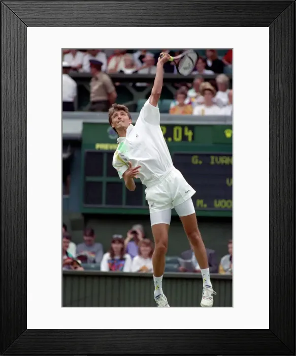 Framed Print : All England Lawn Tennis Championships at Wimbledon. Goran Ivanisevic in action Framed Print : All England Lawn Tennis Championships at Wimbledon. Goran Ivanisevic in action