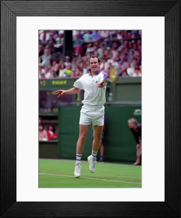 Framed Print : All England Lawn Tennis Championships at Wimbledon. John McEnroe in action during