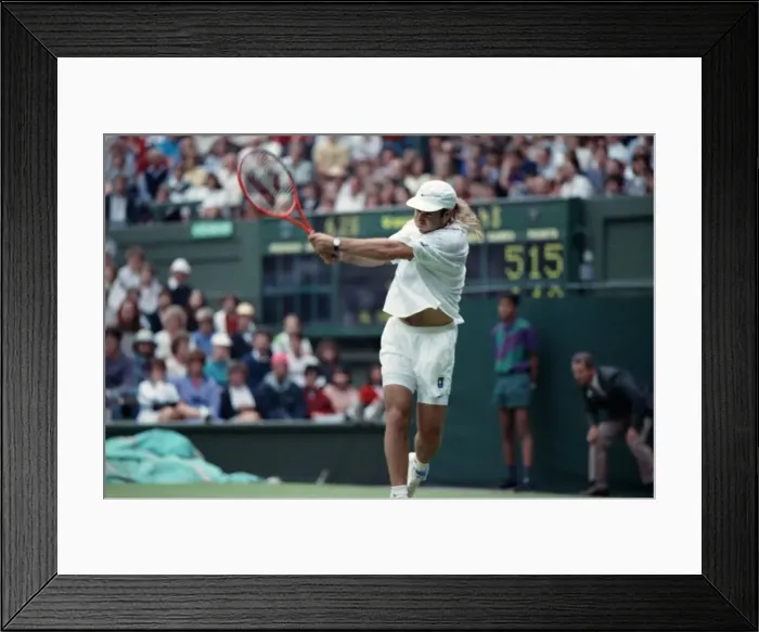 Framed Print : All England Lawn Tennis Championships at Wimbledon. Andre Agassi in action during Framed Print : All England Lawn Tennis Championships at Wimbledon. Andre Agassi in action during