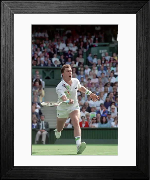 Framed Print : All England Lawn Tennis Championships at Wimbledon. Ivan Lendl in action against Kuhnen Framed Print : All England Lawn Tennis Championships at Wimbledon. Ivan Lendl in action against Kuhnen