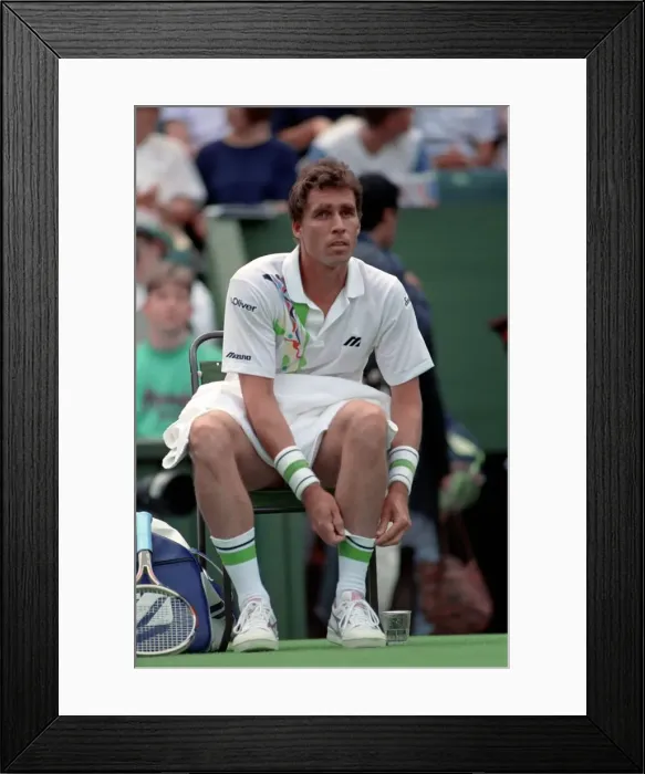 Framed Print : All England Lawn Tennis Championships at Wimbledon. Ivan Lendl in action against Kuhnen Framed Print : All England Lawn Tennis Championships at Wimbledon. Ivan Lendl in action against Kuhnen