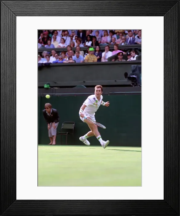 Framed Print : All England Lawn Tennis Championships at Wimbledon. Ivan Lendl in action against Kuhnen Framed Print : All England Lawn Tennis Championships at Wimbledon. Ivan Lendl in action against Kuhnen