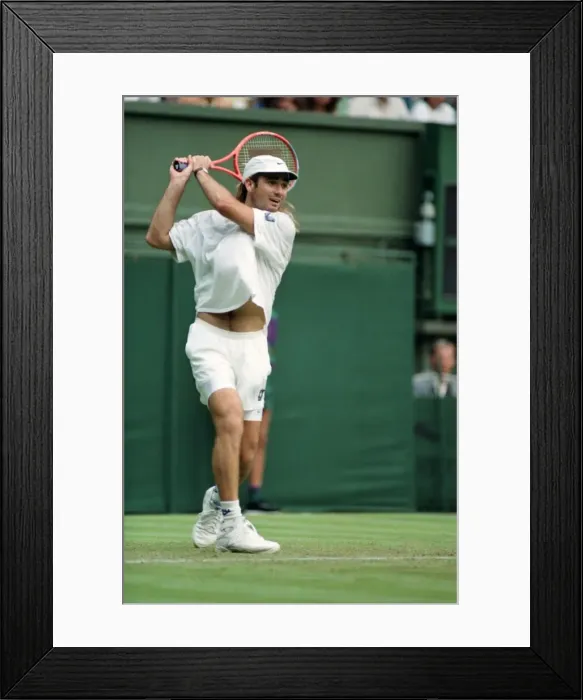 Framed Print : All England Lawn Tennis Championships at Wimbledon. Andre Agassi in action during Framed Print : All England Lawn Tennis Championships at Wimbledon. Andre Agassi in action during