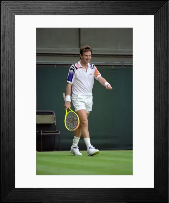 Framed Print : All England Lawn Tennis Championships at Wimbledon. Jimmy Connors in action during his Framed Print : All England Lawn Tennis Championships at Wimbledon. Jimmy Connors in action during his