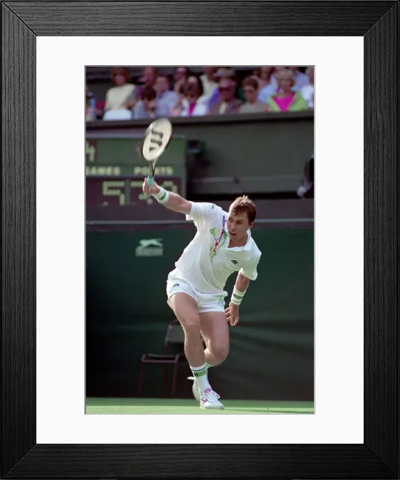 Framed Print : All England Lawn Tennis Championships at Wimbledon. Ivan Lendl in action against Kuhnen