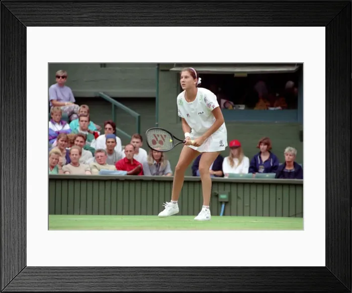 Framed Print : All England Lawn Tennis Championships at Wimbledon. Monica Seles in action during Framed Print : All England Lawn Tennis Championships at Wimbledon. Monica Seles in action during