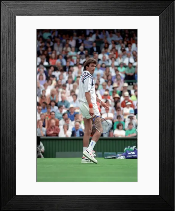 Framed Print : All England Lawn Tennis Championships at Wimbledon. Michael Stich in action during his Framed Print : All England Lawn Tennis Championships at Wimbledon. Michael Stich in action during his