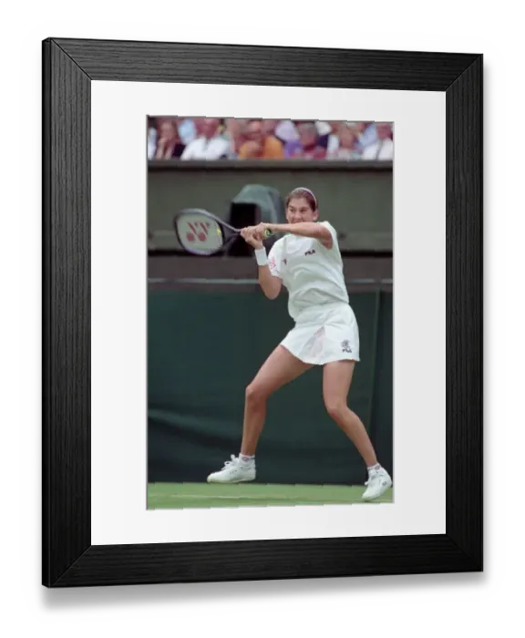 Framed Print : All England Lawn Tennis Championships at Wimbledon. Monica Seles in action during Framed Print : All England Lawn Tennis Championships at Wimbledon. Monica Seles in action during