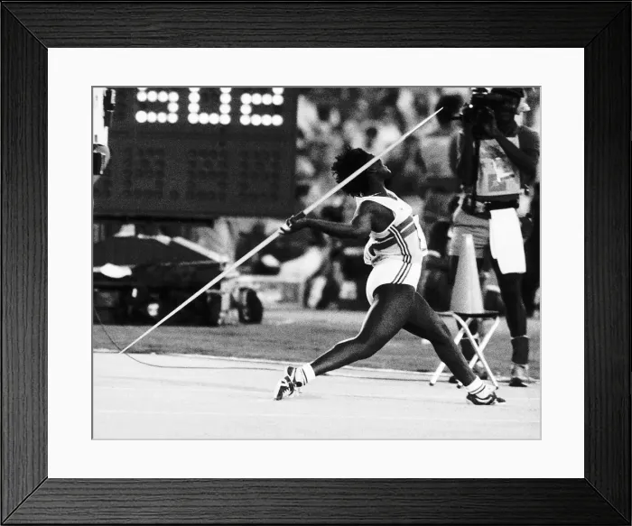 Framed Print : Olympic Games 1984 Tessa Sanderson win the Gold Medal in the Womens Javelin