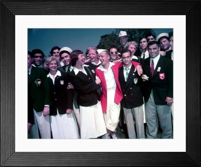 Framed Print : 1948 London Olympics in Colour Competitors from all the nations seen here joking Framed Print : 1948 London Olympics in Colour Competitors from all the nations seen here joking