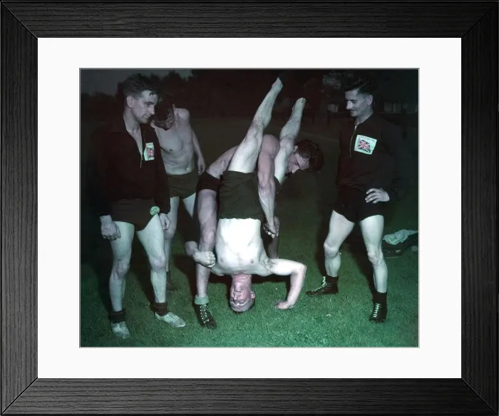 Framed Print : 1948 London Olympics in Colour The Great Britain wrestling team seen here