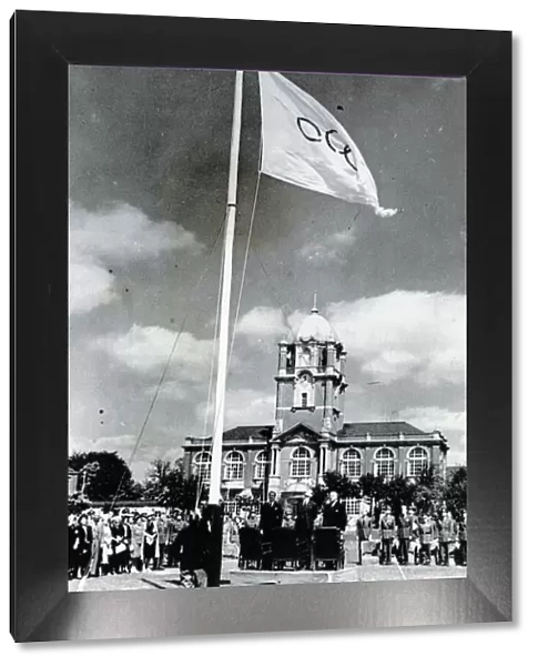 Olympic flag July 1948 Ceremony at Royal Military Academy Sandhurst performed by