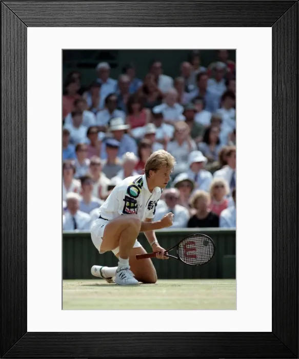 Framed Print : Wimbledon Tennis. Michael Stich v. Stefan Edberg. July 1991 91-4275-017 Framed Print : Wimbledon Tennis. Michael Stich v. Stefan Edberg. July 1991 91-4275-017