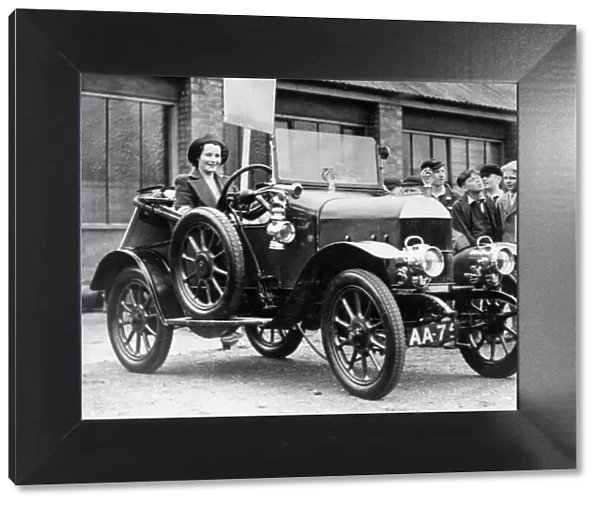 Mrs Kay Petre, the famous Brooklands driver seen here behind the wheel of a 1913 Morris