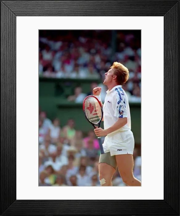 Framed Print : Wimbledon Tennis. Mens Semi Final. Boris Becker v. David Wheaton Framed Print : Wimbledon Tennis. Mens Semi Final. Boris Becker v. David Wheaton