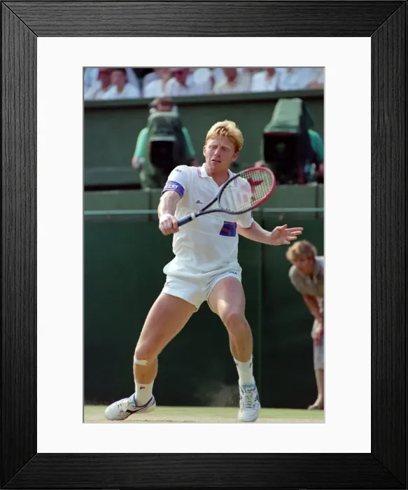 Framed Print : Wimbledon Tennis. Mens Semi Final. Boris Becker v. David Wheaton Framed Print : Wimbledon Tennis. Mens Semi Final. Boris Becker v. David Wheaton