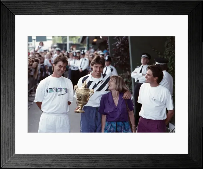 Framed Print : Wimbledon. Champion Michael Stich with Trophy and Family. July 1991 91-4302-302 Framed Print : Wimbledon. Champion Michael Stich with Trophy and Family. July 1991 91-4302-302