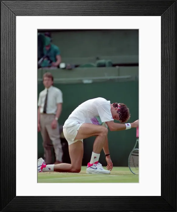 Framed Print : Wimbledon Tennis. Mens Semi Final. Boris Becker v. David Wheaton Framed Print : Wimbledon Tennis. Mens Semi Final. Boris Becker v. David Wheaton