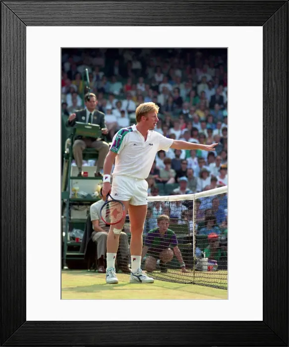 Framed Print : Wimbledon Tennis. Mens Semi. Boris Becker v. David Wheaton. July 1991 91-4275-169 Framed Print : Wimbledon Tennis. Mens Semi. Boris Becker v. David Wheaton. July 1991 91-4275-169