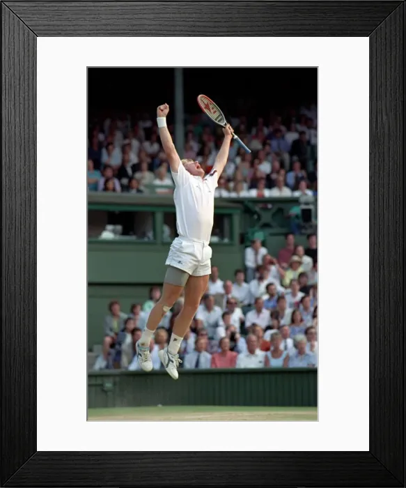 Framed Print : Wimbledon Tennis. Mens Semi Final. Boris Becker v. David Wheaton Framed Print : Wimbledon Tennis. Mens Semi Final. Boris Becker v. David Wheaton
