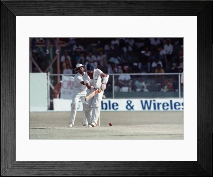 Framed Print : Cricket. West Indies v. England. May 1990 90-2761-162. Robin Smith at the crease Framed Print : Cricket. West Indies v. England. May 1990 90-2761-162. Robin Smith at the crease