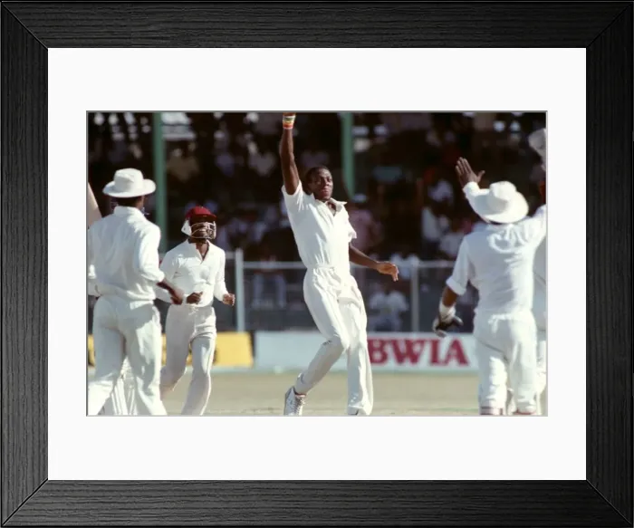 Framed Print : Cricket. West Indies v. England. May 1990 90-2761-037 West Indies fast bowler Framed Print : Cricket. West Indies v. England. May 1990 90-2761-037 West Indies fast bowler