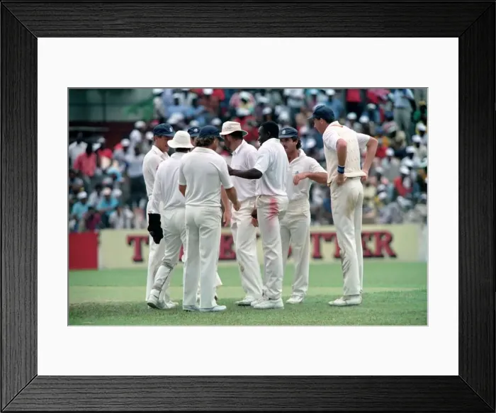 Framed Print : February 1990 90-1082-111 International Test Match Cricket. West Indies vs England