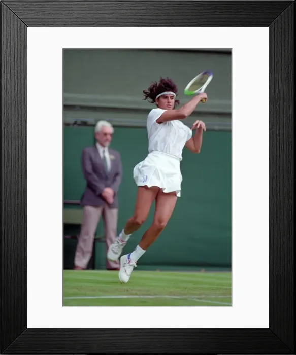 Framed Print : All England Lawn Tennis Championships at Wimbledon. Gabriella Sabatini in action Framed Print : All England Lawn Tennis Championships at Wimbledon. Gabriella Sabatini in action