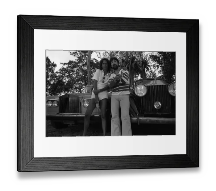 Framed Print : Keith Moon with Alice Cooper with rolls royce motorcars msi