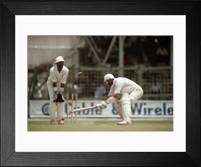 Framed Print : Spt. Cricket. England in Guyana. April 1990 90-2287-047 Local Caption Graham Framed Print : Spt. Cricket. England in Guyana. April 1990 90-2287-047 Local Caption Graham