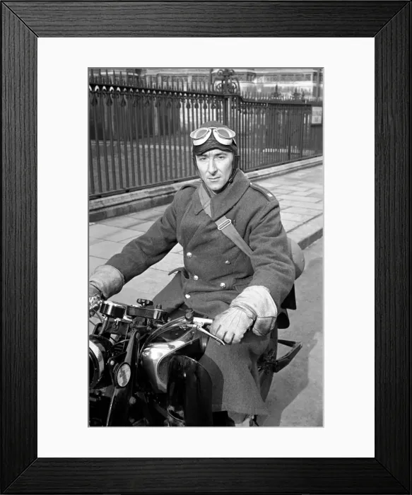 Framed Print : Sir R Ackianl seen here on his motor cycle. January 1936 OL304C
