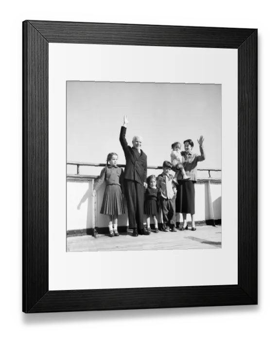 Framed Print : Charlie with family wife - Oona, Michael 6 1 / 2, Geraldine 8, Josepaine 3 1 / 2 Framed Print : Charlie with family wife - Oona, Michael 6 1 / 2, Geraldine 8, Josepaine 3 1 / 2