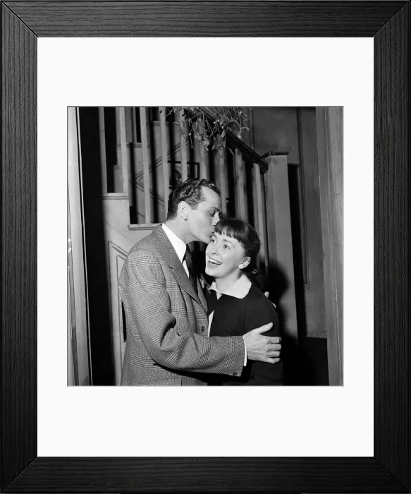 Framed Print : Mistletoe. Actor Barry Sinclair and Sally Lewis seen here in a scene from the play