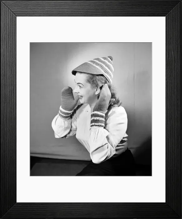 Framed Print : Basketball cap and mitts. February 1952 C6278-003 Framed Print : Basketball cap and mitts. February 1952 C6278-003