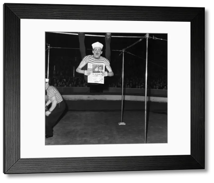 Framed Print : Merky'the acrobat performing at the Mills Circus. C6334 Framed Print : Merky'the acrobat performing at the Mills Circus. C6334
