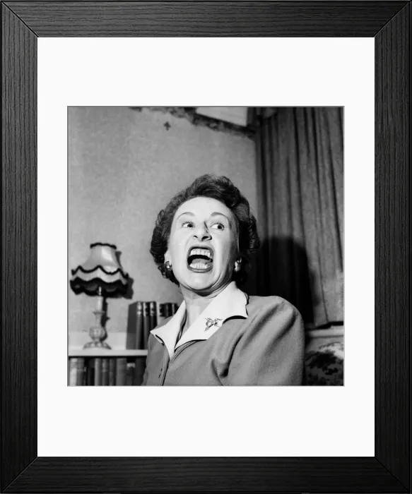 Framed Print : Janet Bruce, Radio Actress - Growls like dog. November 1952 C5415 Framed Print : Janet Bruce, Radio Actress - Growls like dog. November 1952 C5415