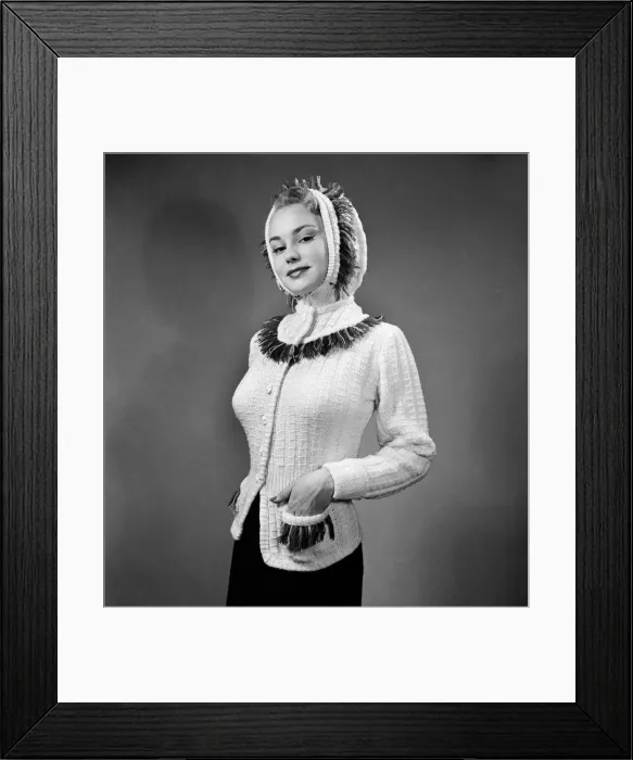 Framed Print : Knitted Jumper, Hat, Gloves. December 1952 C6327