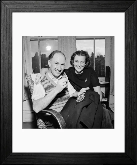Framed Print : Bob Smith-Referee seen here at home with his wife. October 1952 C5210-002 Framed Print : Bob Smith-Referee seen here at home with his wife. October 1952 C5210-002