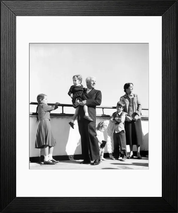 Framed Print : Charlie with family wife - Oona, Michael 6 1 / 2, Geraldine 8, Josepaine 3 1 / 2 Framed Print : Charlie with family wife - Oona, Michael 6 1 / 2, Geraldine 8, Josepaine 3 1 / 2