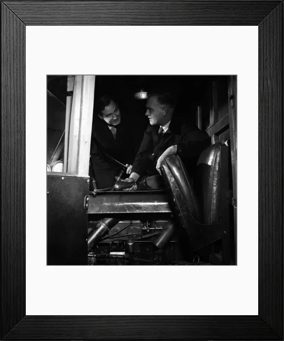 Framed Print : B. R. S. night drive. Driver G. Williams and Jim Callaghan, M. P Framed Print : B. R. S. night drive. Driver G. Williams and Jim Callaghan, M. P
