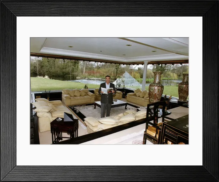 Framed Print : Bernard Matthews food giant inside his japanese style home in Norfolk Framed Print : Bernard Matthews food giant inside his japanese style home in Norfolk