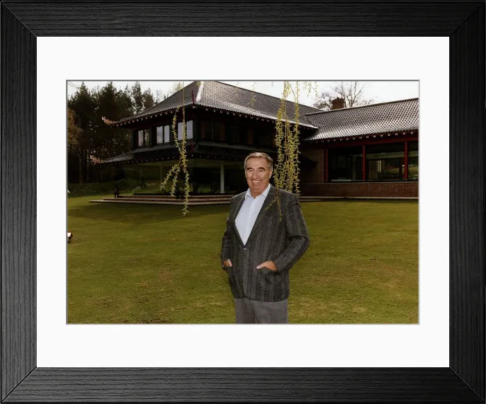 Framed Print : Bernard Matthews April 1991 Pictured outside his japanese style home in Norfolk Framed Print : Bernard Matthews April 1991 Pictured outside his japanese style home in Norfolk