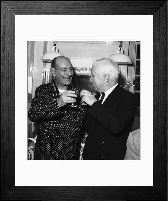 Framed Print : Charlie Chaplin with Bud Flanagan of the Crazy Gang 1961