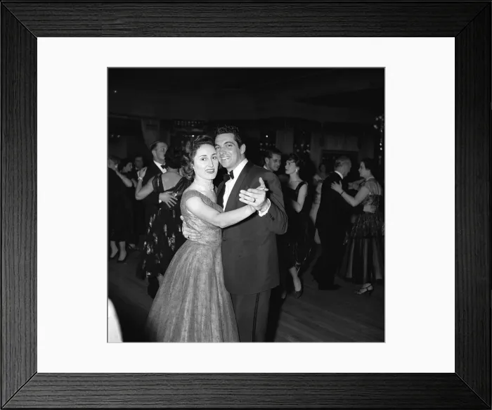 Framed Print : Frankie Vaughan Singer 1958 Variety Club party dancing with wife Thelma Framed Print : Frankie Vaughan Singer 1958 Variety Club party dancing with wife Thelma