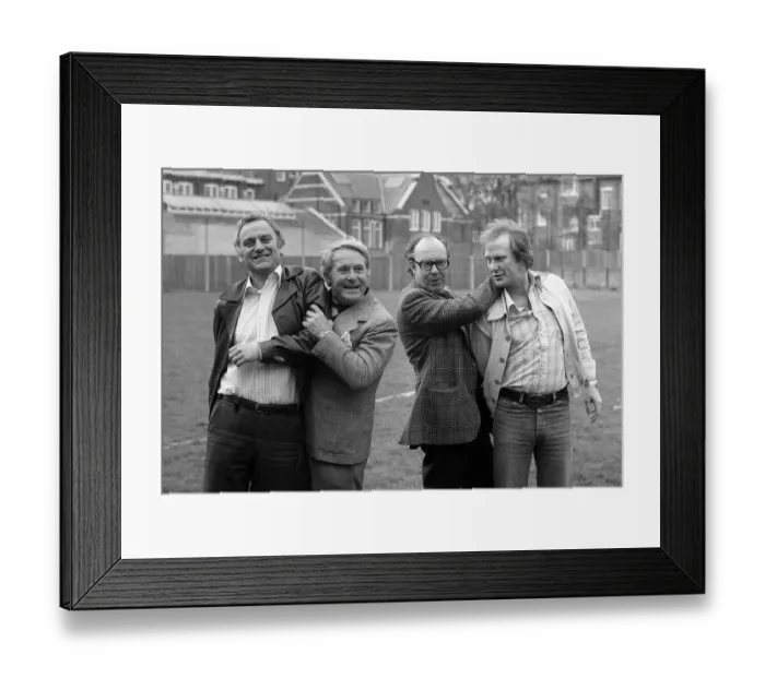 Framed Print : John Thaw and Dennis Waterman - April 1978 with Eric Morecambe and Ernie Wise